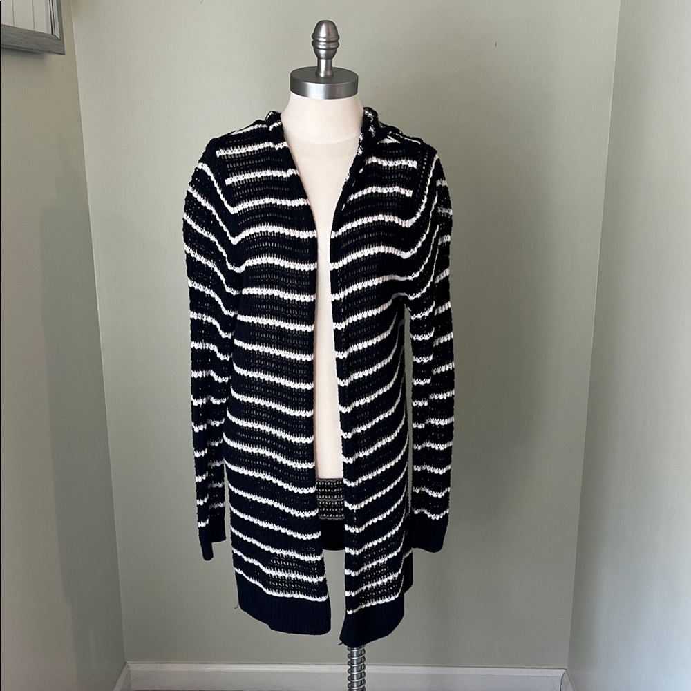 GAP Black and White Striped Cardigan